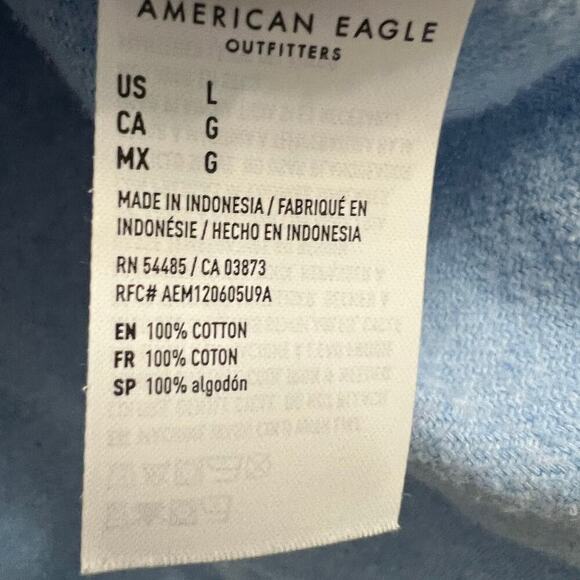American Eagle Oversized Fleece & Love Shackleton Soft Light Blue size Large - Picture 5 of 7
